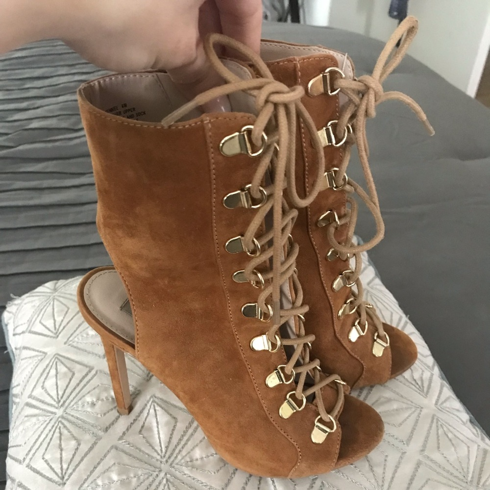 Tan Suede Steven Madden Heeled Booties